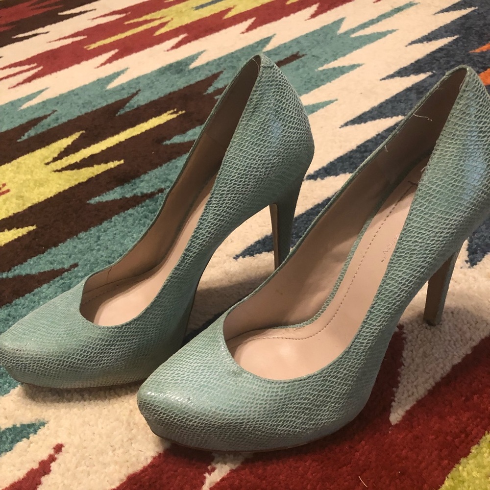 BCBG snakeskin print heels